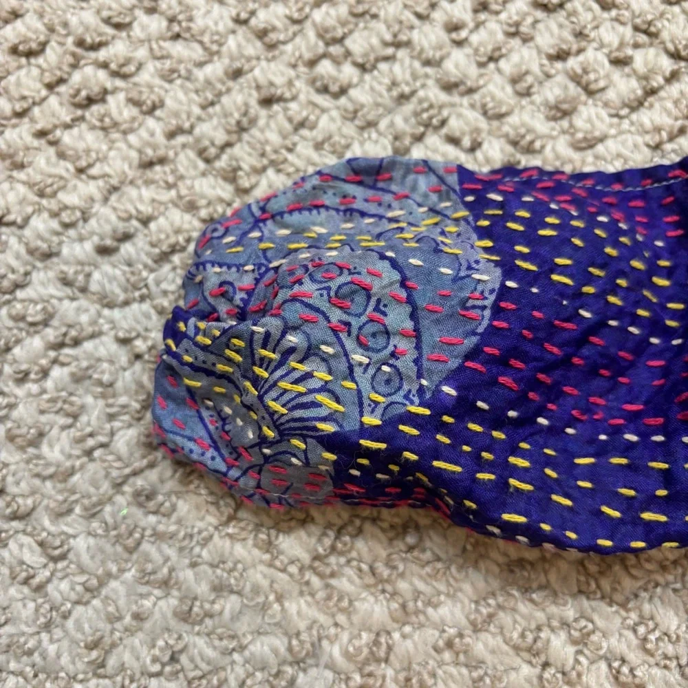 Kantha Stitch Headband Recycled Silk Handmade‎ in India